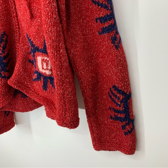 La Llama 100% Wool Full Zip Hand Knit Drop Shoulder Shacket Hoodie From Ecuador - Picture 9 of 16